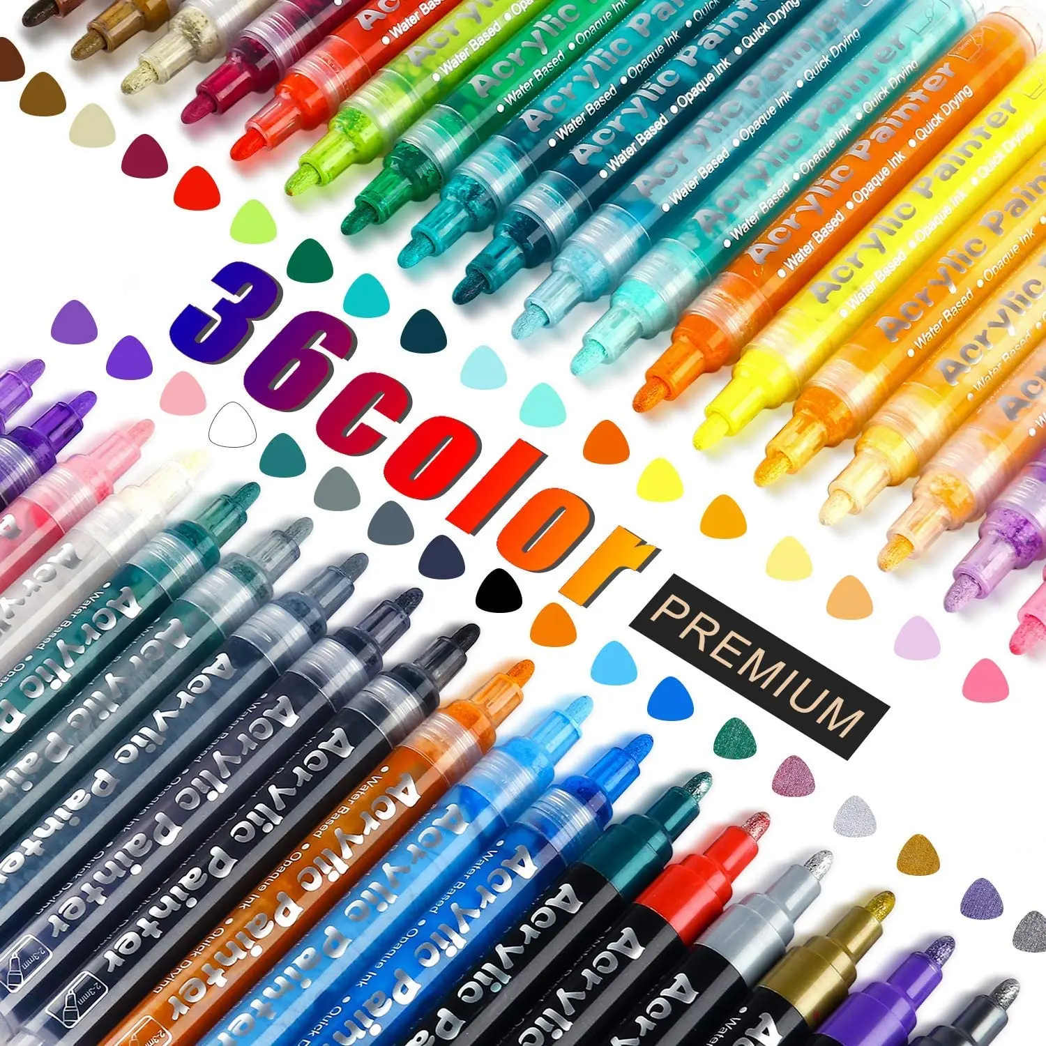 

36 Colors Art Markers 2mm Tip Acrylic Pens Non-toxic Acrylic Pens Waterproof Graffiti Markers for DIY Paint Pen Art Supplies