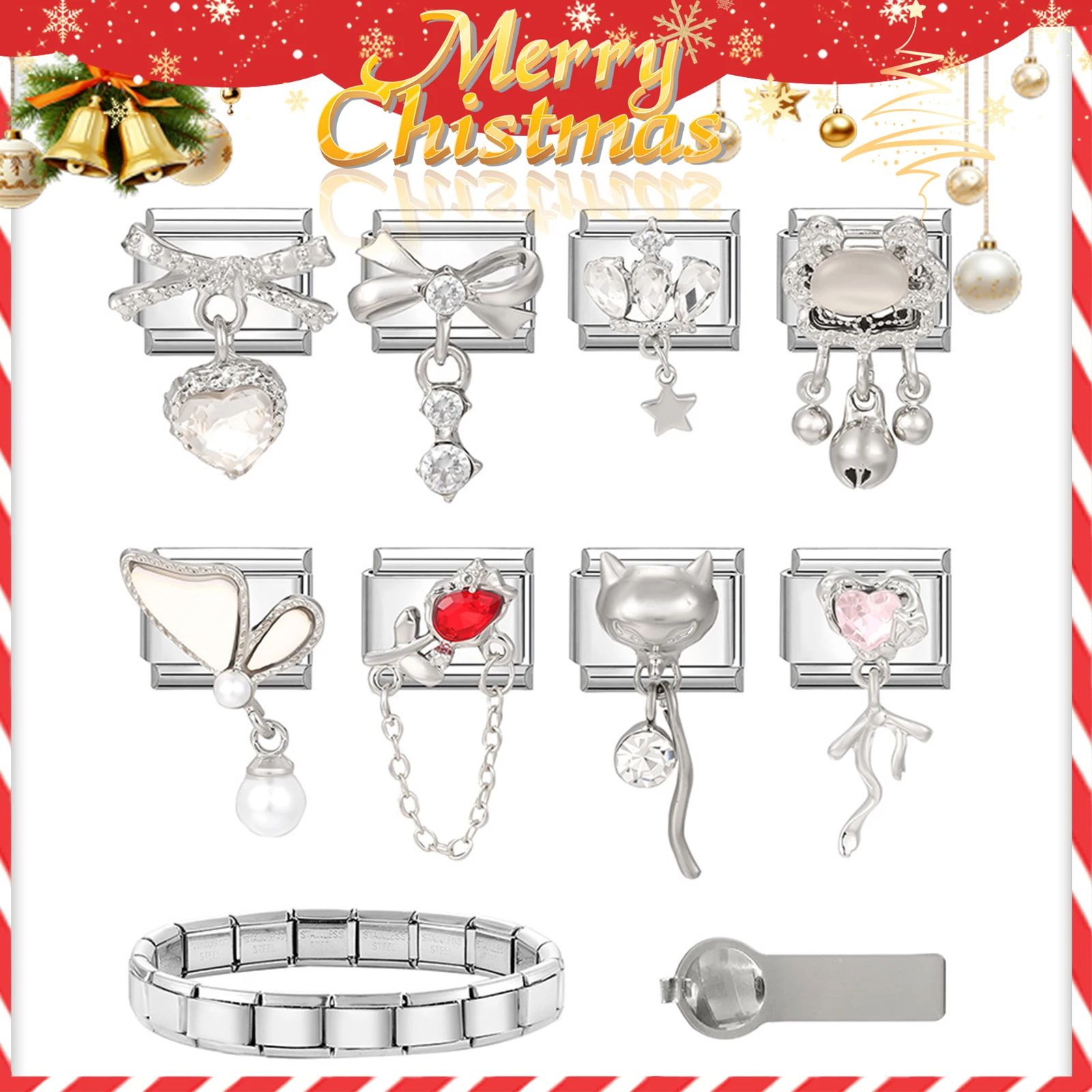 Italian Charm Links Stainless Steel Bracelet Women