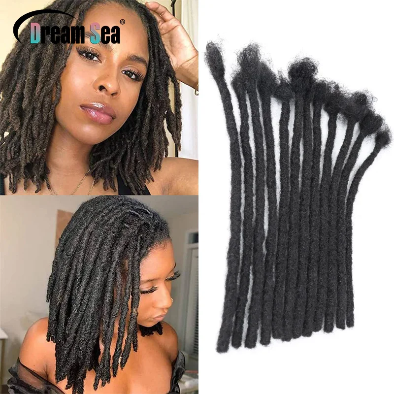 

Цветные 100% человеческие волосы Dreadlock для наращивания для мужчин/женщин, натуральные афро кудрявые прямые волосы Loc, вязанные крючком 10-50 прядей