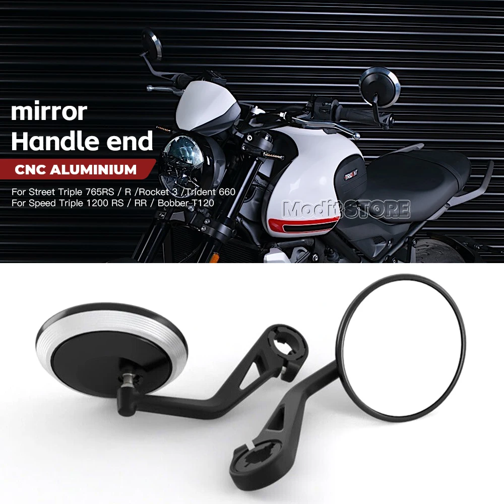 

Motorcycle CNC Handlebar Handle Bar Rearview Side Mirrors Bar End Mirror Kit For Street Trident 660 Bobber T120 Daytona 660 675