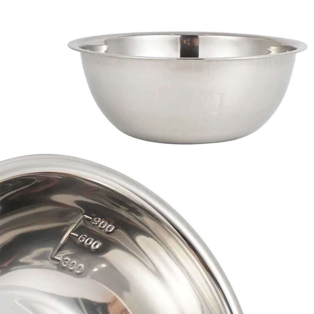 5Pcs Large Stainless Steel Bowl Mixing Bowl Basin With Scale Kitchen Camping BBQ Whisking Salad Cooking Baking Bowls Set