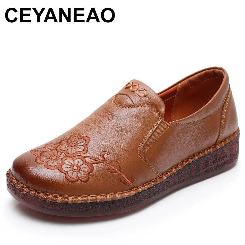 

Women's Flats Handmade Shoes 2024 Spring Autumn Genuine Leather Ladies Shoe Flat Shoes Women Leather Retro Shoe