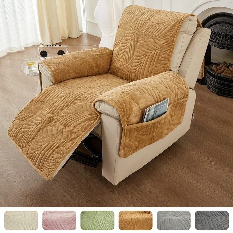 

Plush Fur Recliner Sofa Cover Lazy Boy Armchair Covers Anti Slip Soft Warm Quilted Sofa Slipcover for Living Room Decor