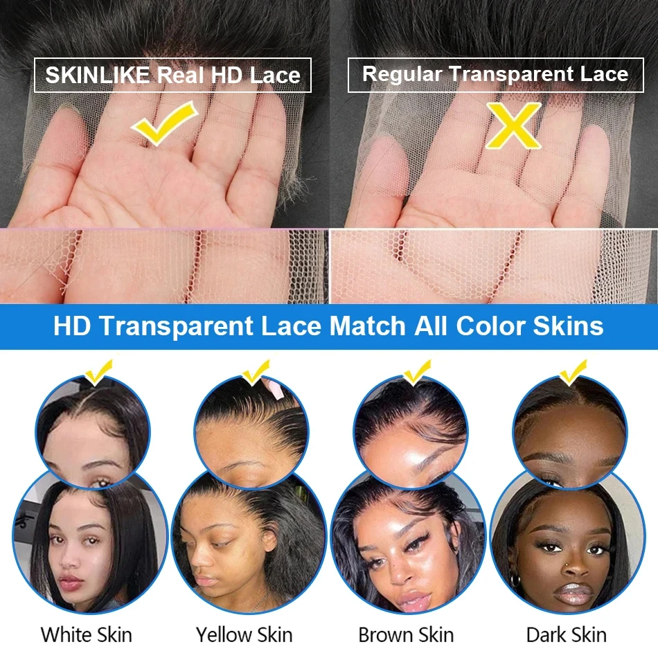 Human Hair Wig 220% Transparent HD Body Wave 5x5 Closure 30 40 Inches 13x6 13x4 Lace Front