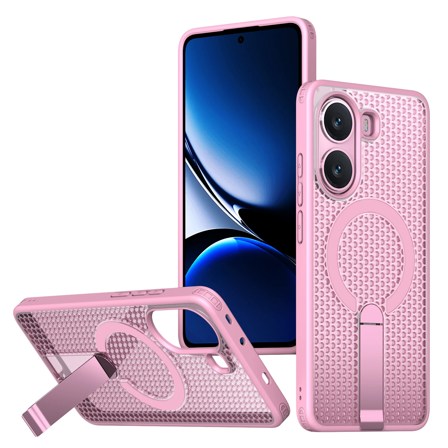Magnetic Armor Phone Case with Cooling Hole Design and Metal Bracket