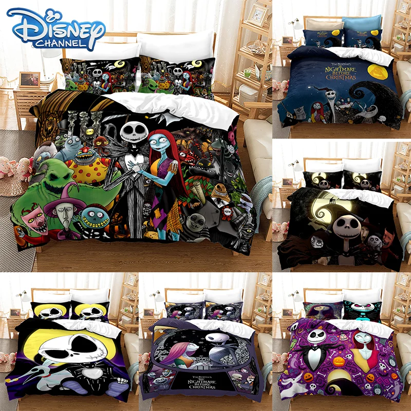 Nuovo Nightmare Before Christmas Copripiumino Con Federa Jack E Sally 3D Skull Christmas Bedding Set Camera Da Letto Halloween Decor