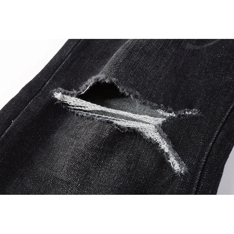 Americans High Street Style Distressed Classical Black Skinny Button Fly Destroyed Holes Slim Fit Graffiti Ripped Jeans ripped jeans,ripped patchwork jeans
