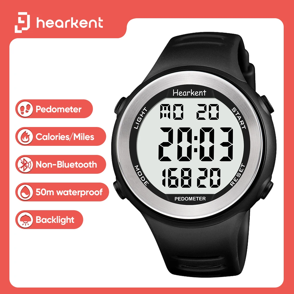 

Hearkent Pedometer Watch for Seniors Waterproof Step Counter Men Calorie Tracker Back Light Display Countdown Digital Watches