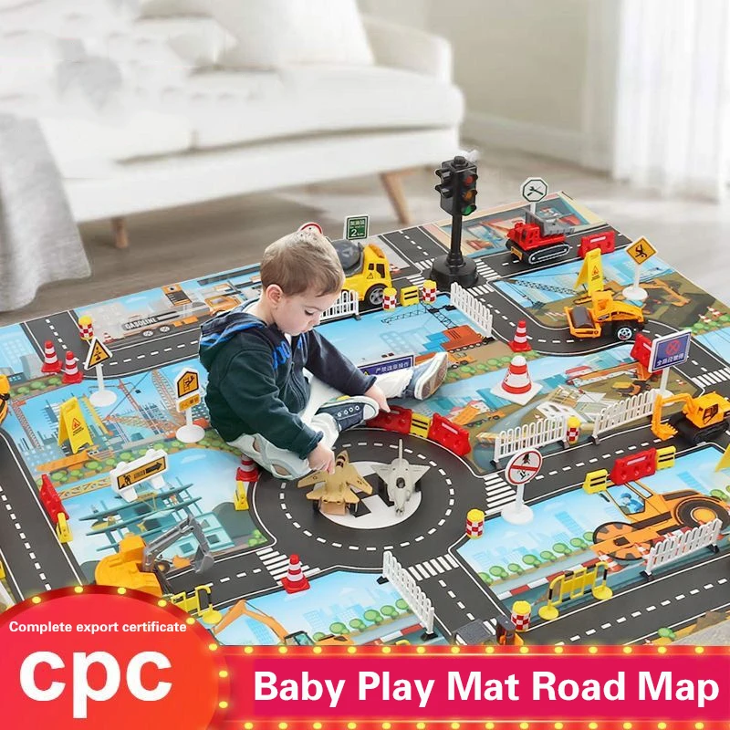 130*100C Large City Traffic Children's Play Mat Lot Route Map Boy Girl DIY Road Sign Traffic Car Animal Toys Children Play Toys route 66 the road to paradise is rough 100