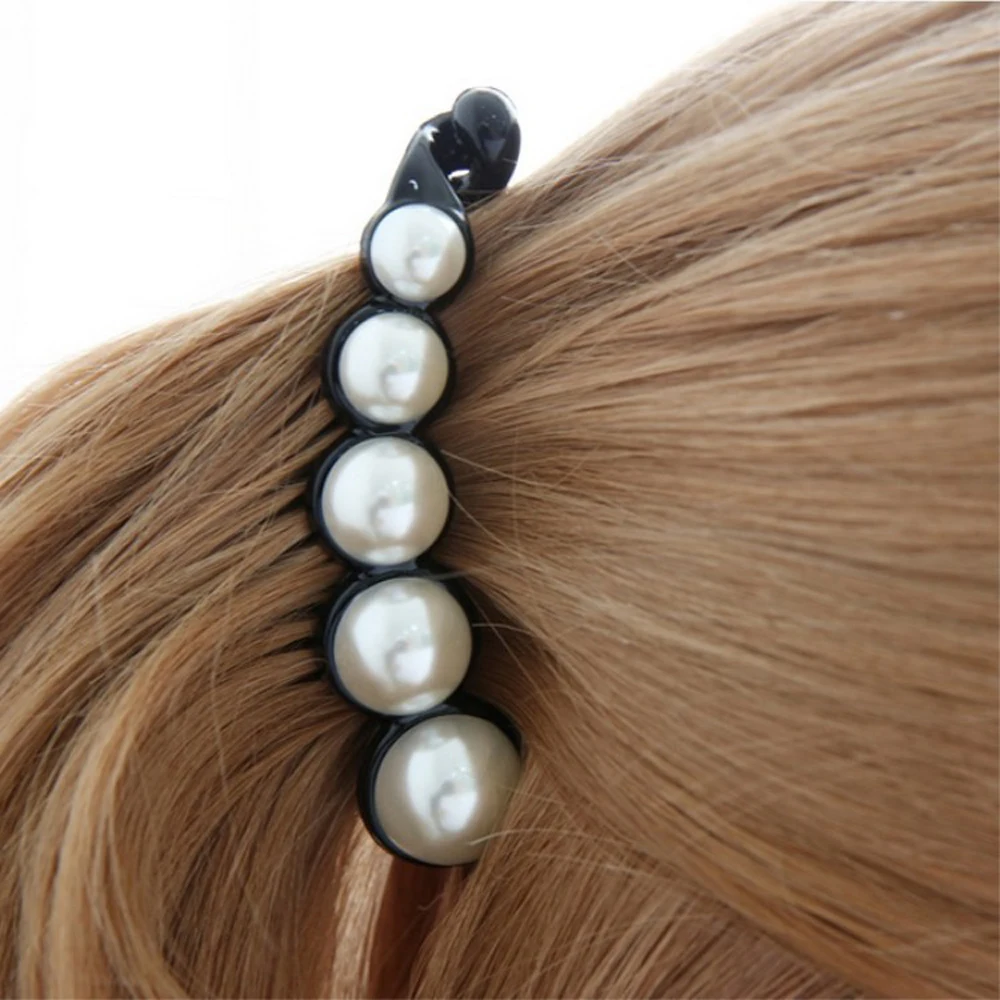 Description Picture 2 of itemElegant Fashion Hairpins Girls Women Plastic Hair Claws Hair Crabs Banana Hair Clips Pearl Barrettes