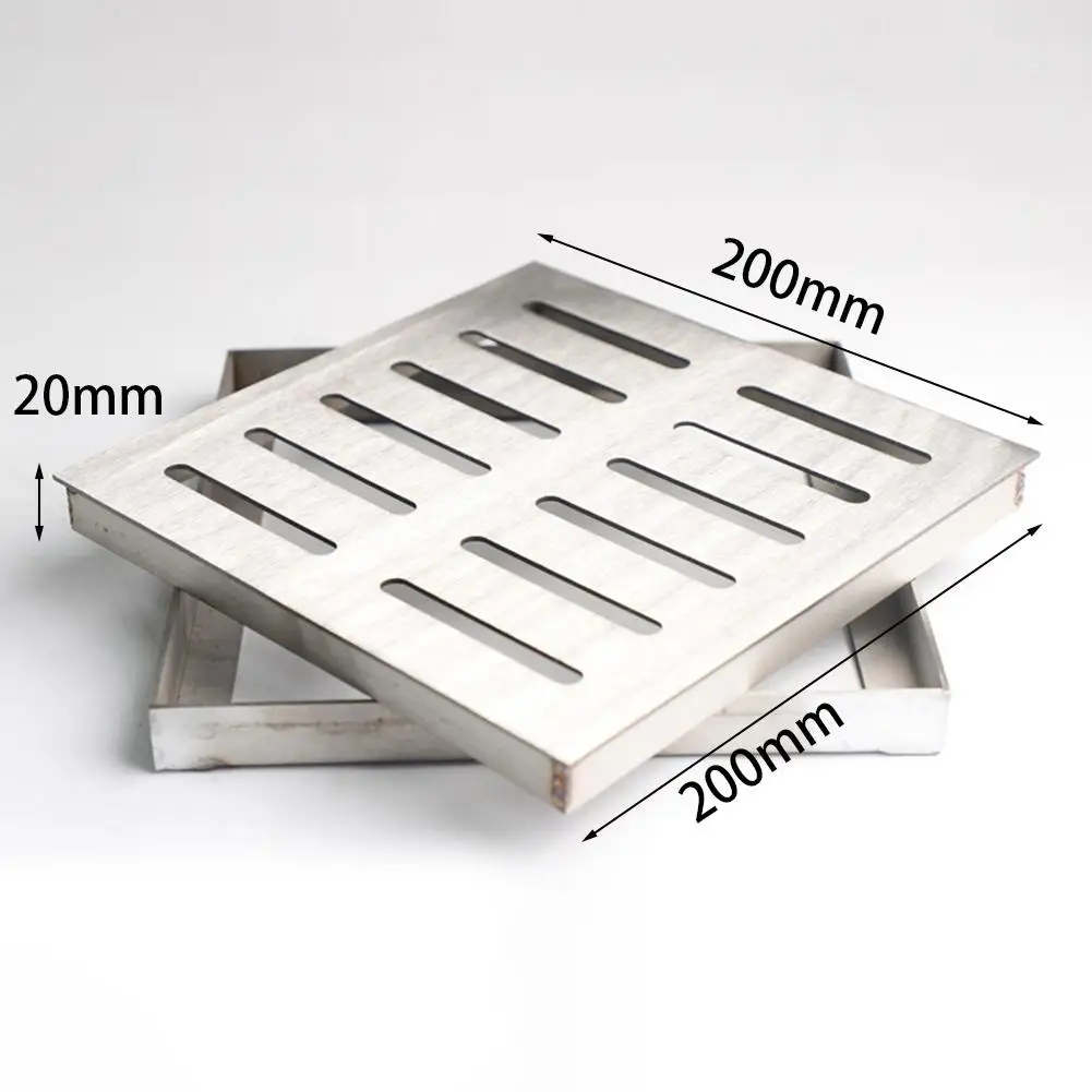 Stainless Steel Drain Grate 1pc Outdoor Drainage Cover Channel Grate Double-row Hole Rainwater Floor Drain With Frame