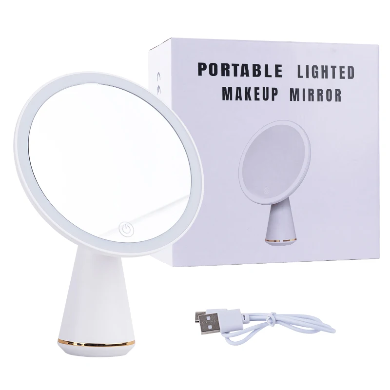 NEW LED Double-Sided LED Makeup Mirror Vanity Cosmetic with Magnification Lights Rechargeable 360&deg; Rotating Portable Backlight