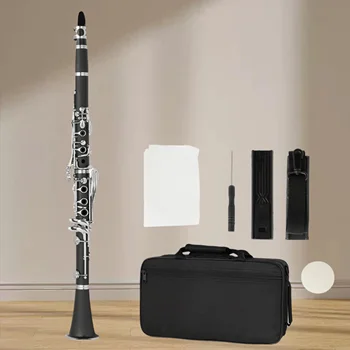 B-Flat Ebonite Clarinet for Beginners with Nickel-Plated Keys Hard Case And Cleaning Kit Woodwind Instruments for you