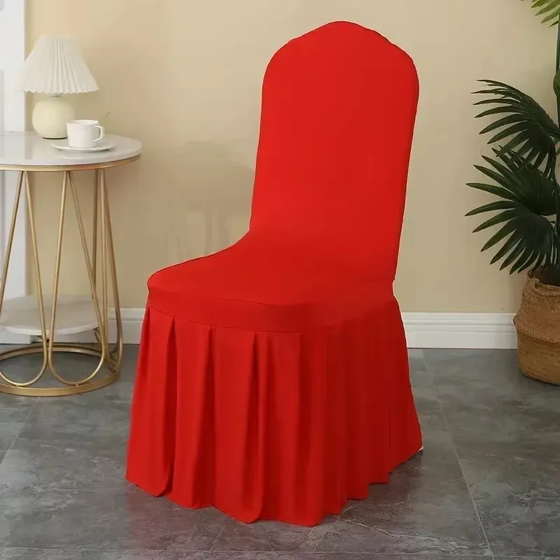 50/100pcs Pleated skirt Spandex Chair Cover Hotel Banquet Party Events Wedding Decoration Dining Room Seat Protector Covers