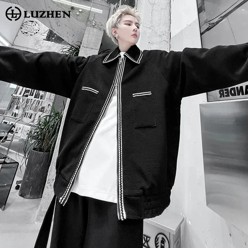 

LUZHEN Fashion Double Zipper Design Jacket Men's High Street Original 2024 Trendy Outerwear Korean Reviews Many Clothes LZ3272