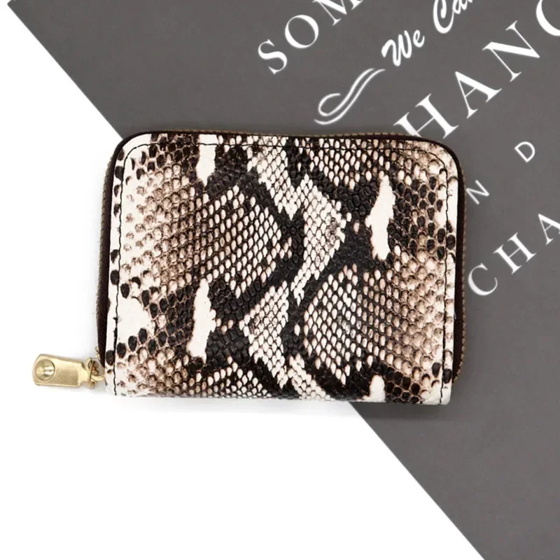 Pu Leather Mini ID Card Holder Bank Credit Card Box Leopard Print Multi Slot Case Wallet Women