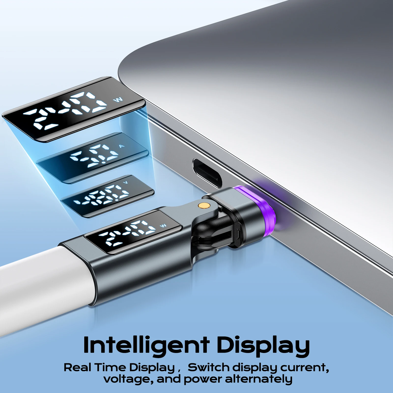 AUFU 16핀 디지털 디스플레이 마그네틱 USB C-타입 C 어댑터 PD 240W 고속 충전 USB-C 암 OTG 컨버터 (아이폰, 삼성용)