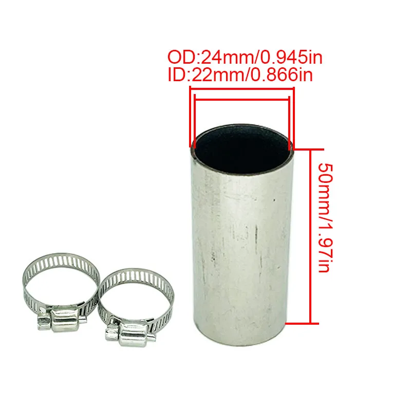 1/2/4/6X 24mm 50mm Length Air Diesel Parking Heater Exhaust Pipe Connector Adapter Vent Hose With Clamps For Webasto Eberspacher