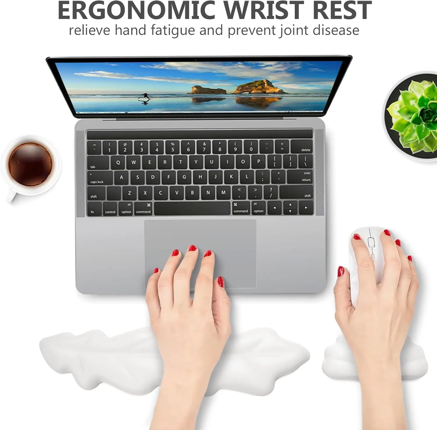 3pcs Keyboard Wrist Rest Pad Set, Ergonomic Leaf Shape Mouse Pad With Non-Slip PU Base, Pain Relief Memory Foam Mouse Wrist Rest