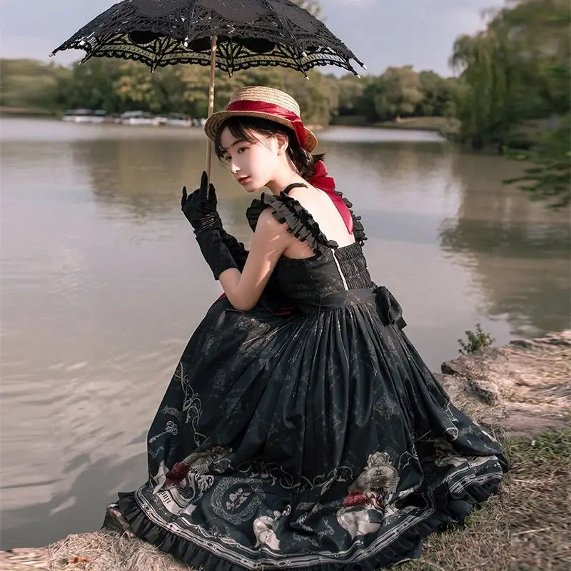 Dark Style Gothic Lolita Jsk Nightingale and Rose Vintage Women Harajuku Lolita Victorian Princess Party Dress lolita dress lolita suspender dress lolita cosplay costumes