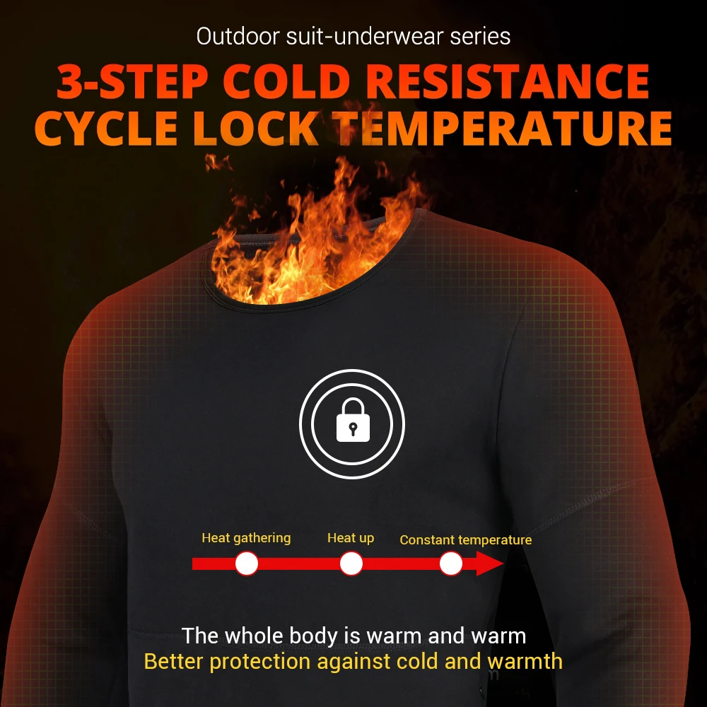 Black Grey Winter Heating Jacket Thermal Underwear Three Temperatures Modes Heated Fleece Suit Men Motorcycle Jacket Pants