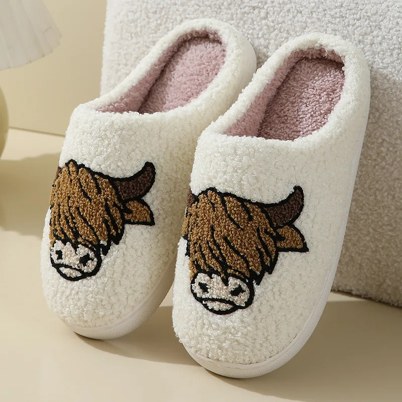 New Cute Cartoon Cow and Horse Winter Cotton Slippers for Men and Women Couples Thick Bottom Warm Cotton Slippers 6