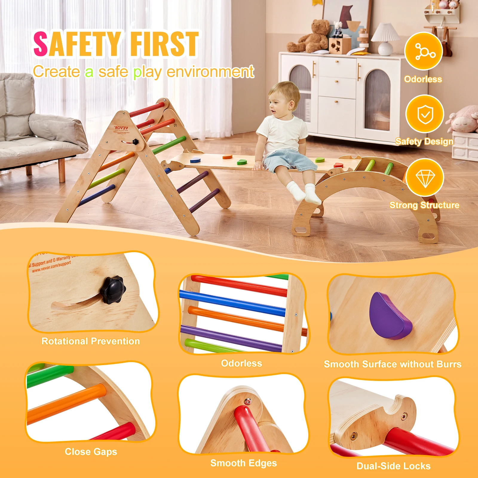 Wooden Toddler Climbing Set for Indoor Play