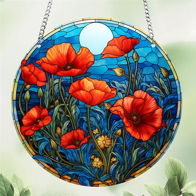 4PCS Acrylic Disc Pendant with Chain 2