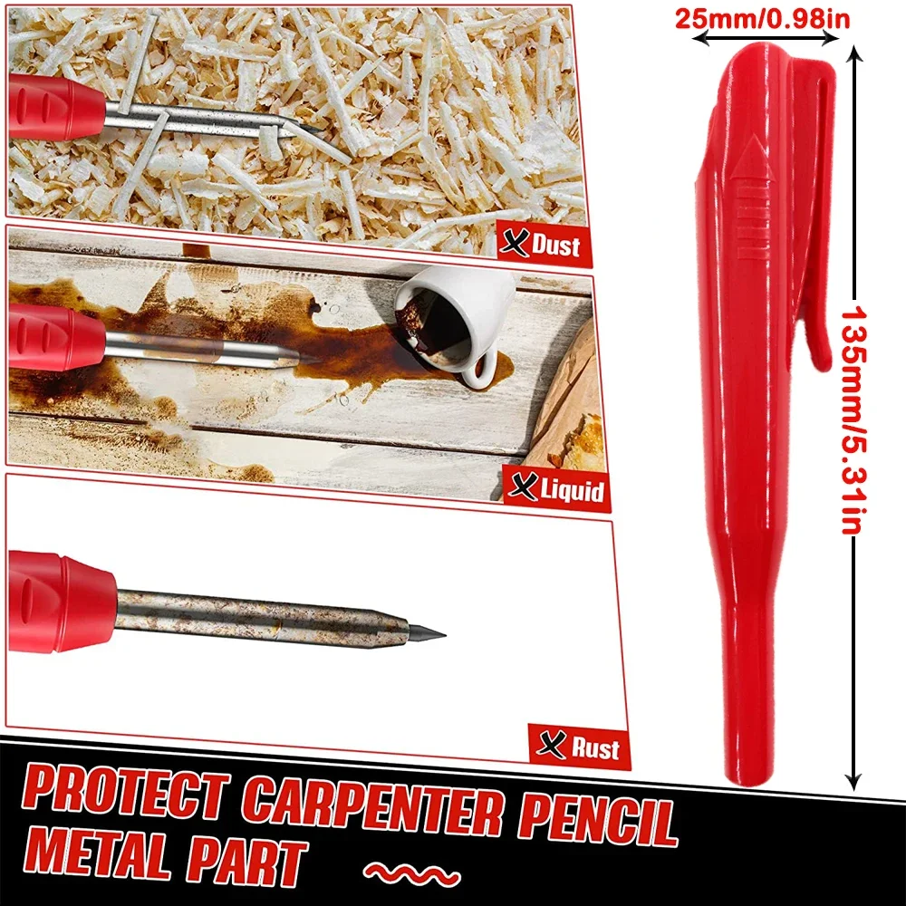 Durable Carpenter Pencil with Refill Lead and Built-in Sharpener for Precision Woodworking