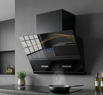 Wall-Mounted Smart Chimney Range Hood Smart Home Kitchen Glass Lifting Panel AI Voice-Activated Copper-Motor Electric Class 1