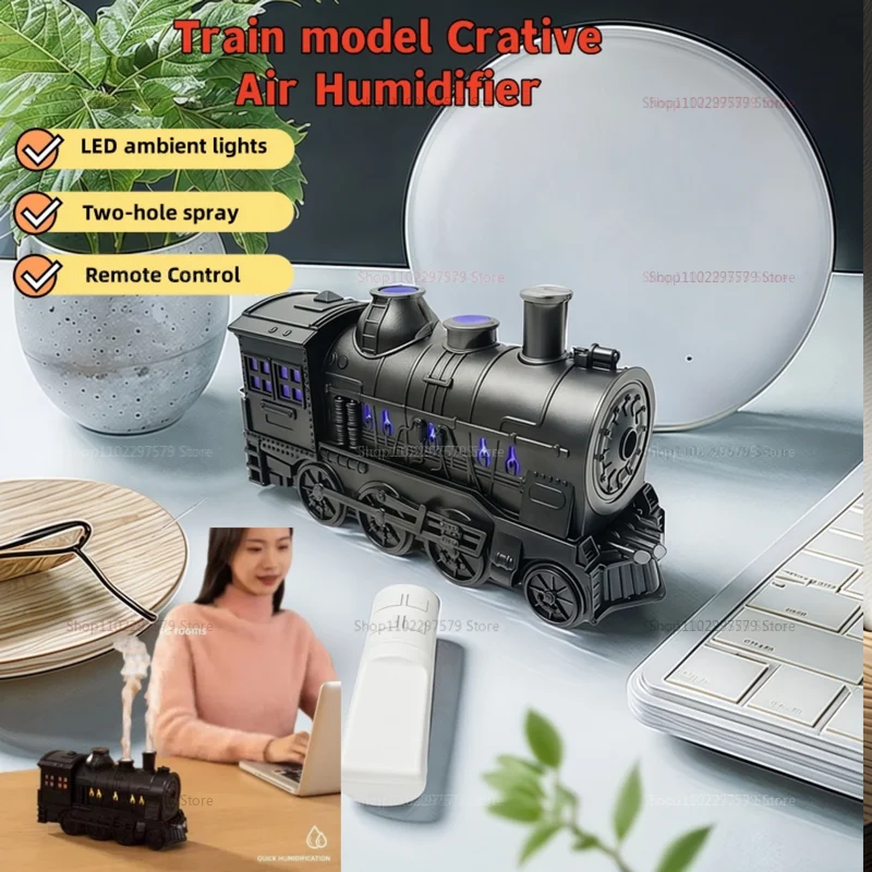 Train Model Air Humidifier With Remote Control Smoke Ring Spray Purifies Air Home Office Decor Gift Aroma Difusor Atomizer