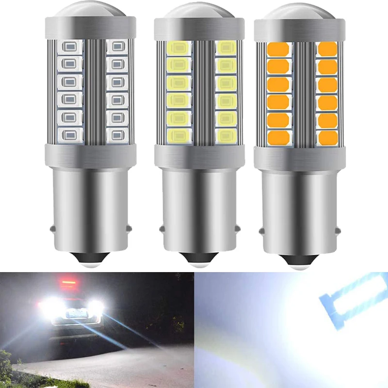 

1 PCS Car Turn Signal Light P21W 1156 Ba15S P21/5W 1157 Bay15D LED Bulb 12V 5730 SMD 7000K White Auto Brake Parking Reverse Lamp