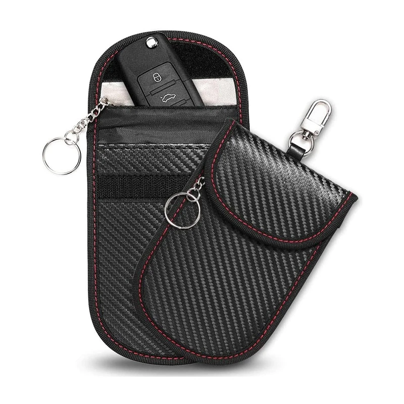 Car Key Carbon Fiber Case Security Protection Pouch Faraday Bag Key Fob