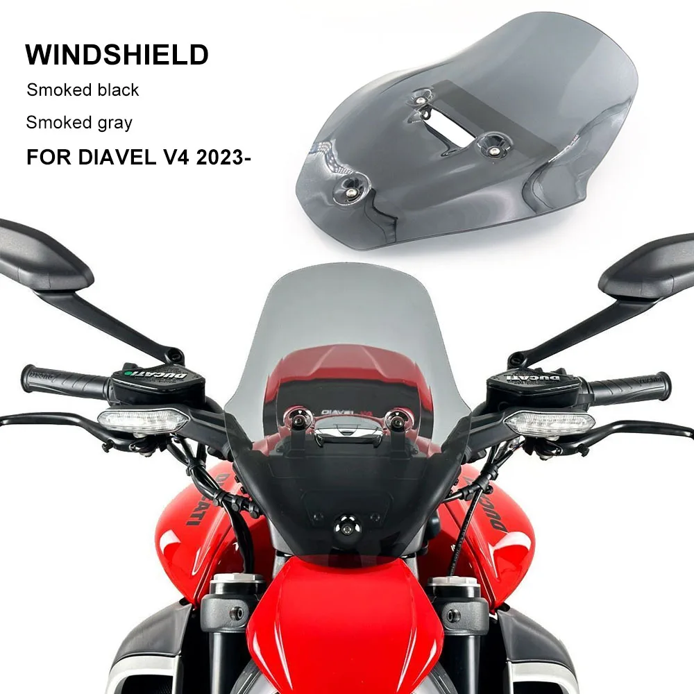 

New Motorcycle Accessories Windscreen Windshield Touring Dark Smoked Wind Deflectors For Ducati Diavel V4 2023-