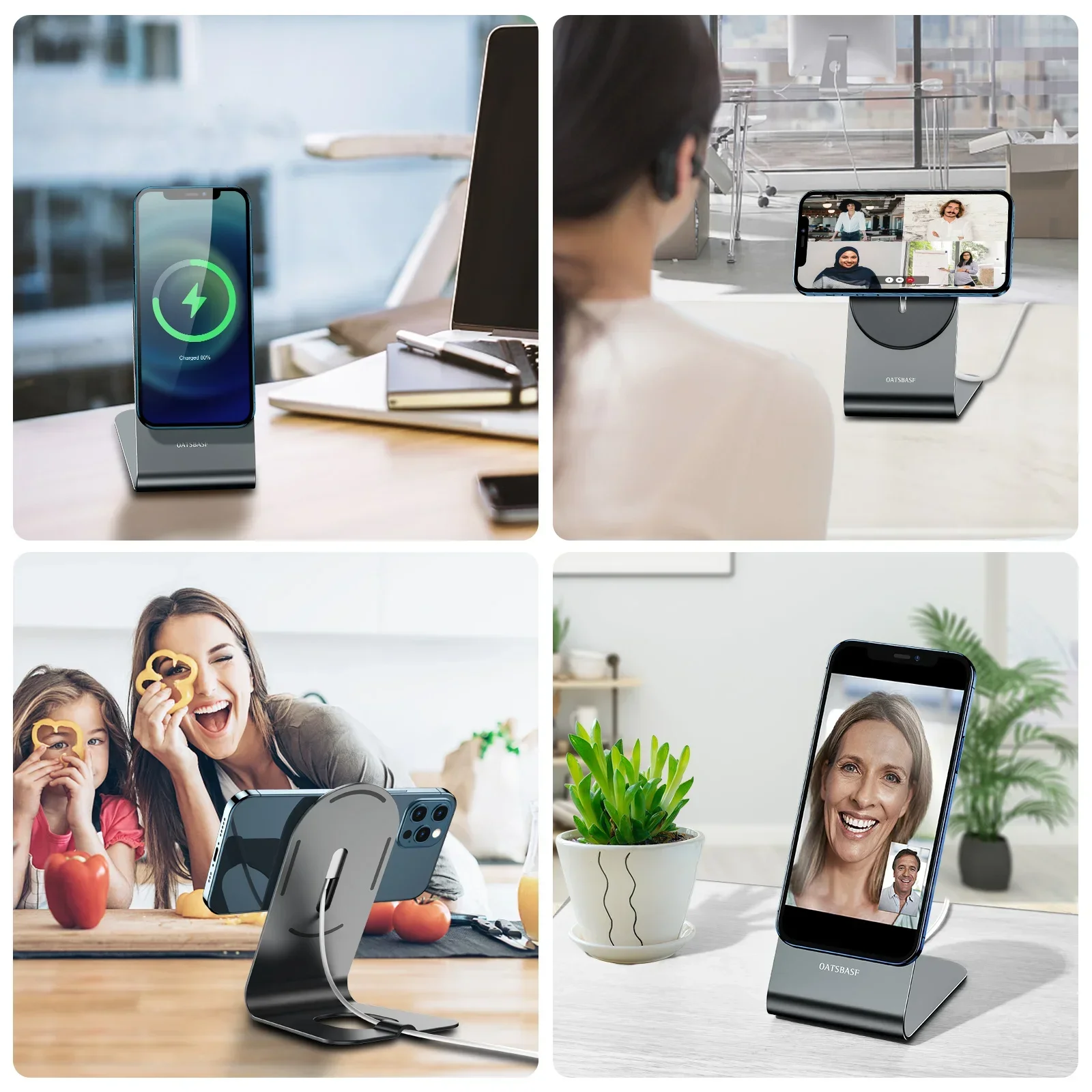 Eary Magnetic Wireless Charger Stand For iPhone 15 14 13 Pro Max Phone Holder Aluminum Metal Wireless Charging Dock Station Base