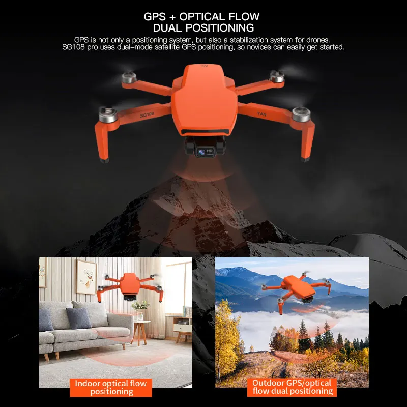 SG108Pro GPS Drone with 5G Wifi Quadcopter 2-Axis Gimbal 4K Dual HD Camera Brushless Optical Flow Drone 4