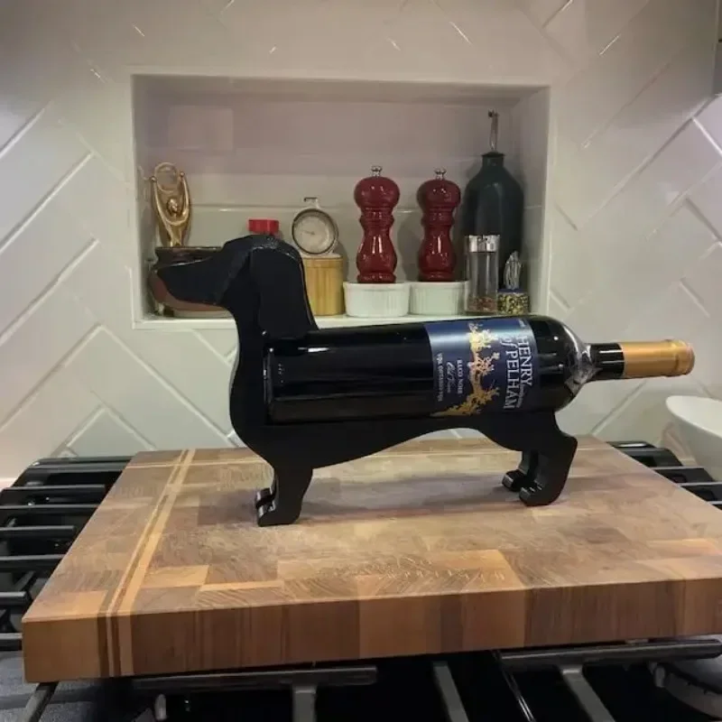 2025 New Creative Dachshund Wine Bottle Holder Kitchen Wine Storage Box Household Practical Decorative Sausage Dog Design