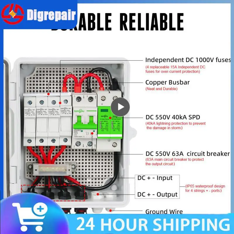 

Photovoltaic Combiner Box Safety Tongou Pv Conbiner Box Strong Pressure Resistance Functional Features 4 In 1 Out Stabilize