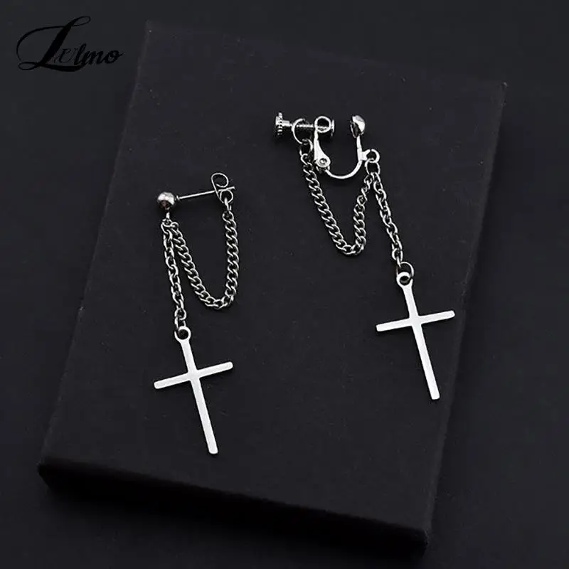 Pendientes colgantes De acero inoxidable para Mujer, Aretes, Cruz, moda coreana