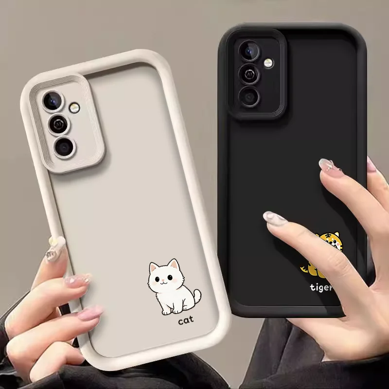 Chic Cartoon Animal Couple Soft Phone Case – Stylish Cat & Dog Print