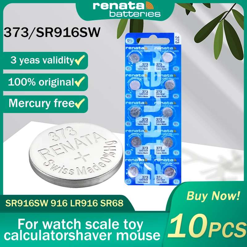 10 шт. Оригинальный Renata 373 SR916SW 916 LR916 SR68 1 55 в оксид серебра аккумулятор для часов