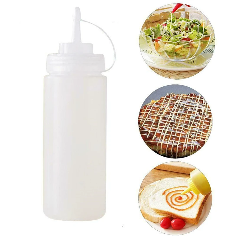 1/2pcs Squeeze Condiment Bottles With Nozzles Ketchup BBQ Sauces Olive Oil Bottle Dispenser Squeeze Sauce Bottle Kitchen Gadget