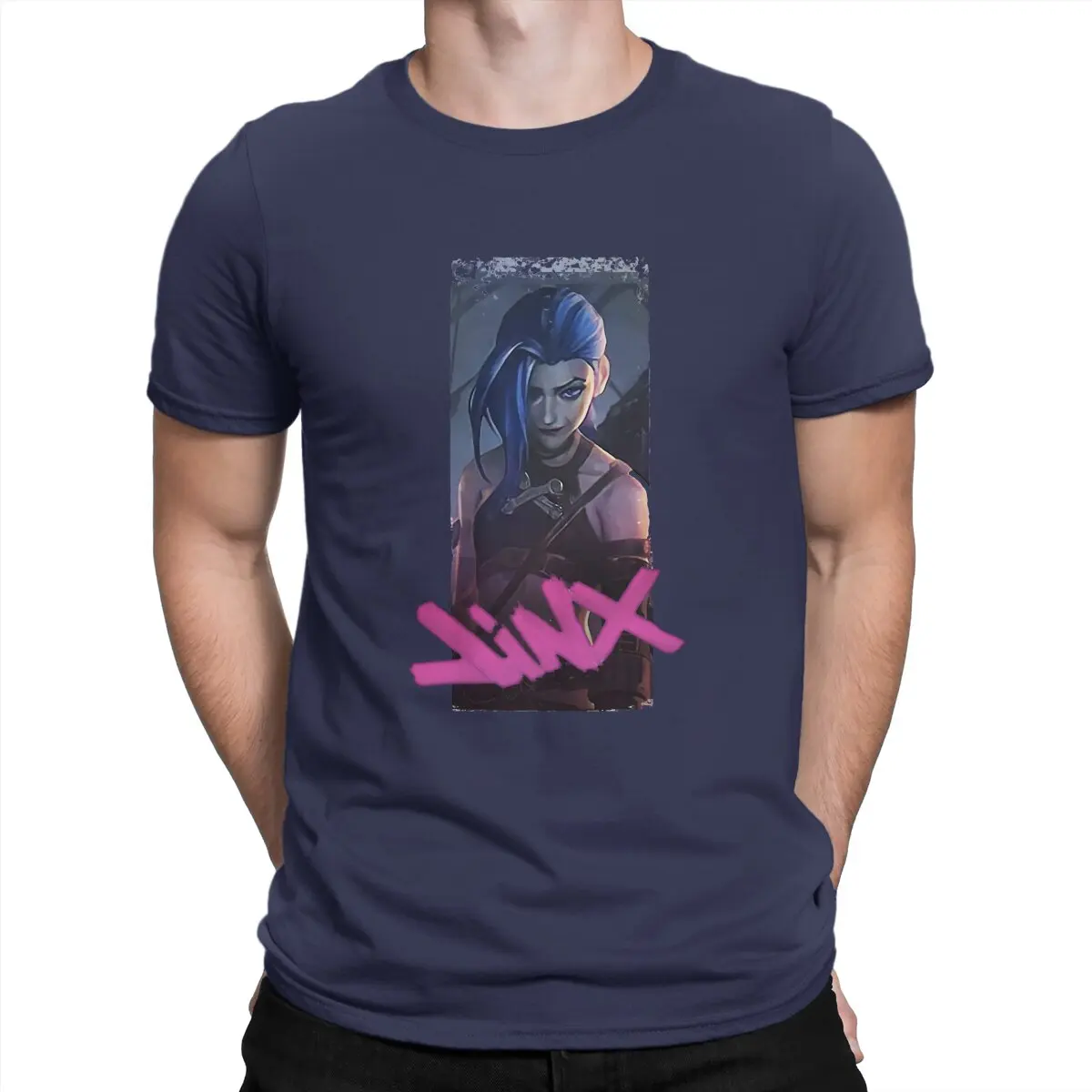 thumbnail image 1 of Camiseta Jinx para hombre, Arcane League of Legends, LOL Game, camisetas impresionantes, camiseta de manga corta con cuello redondo, ropa de algodón, 1 of 7