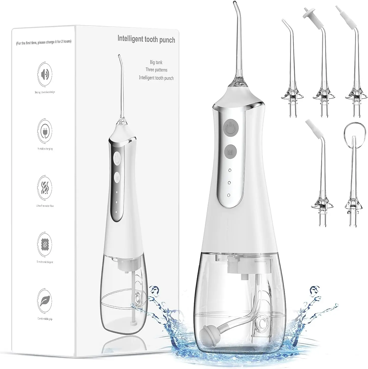 

Portable Oral Irrigator Water Flosser Dental Water Jet Tools Pick Cleaning Teeth 300ML 5 Nozzles Mouth Washing Machine Floss