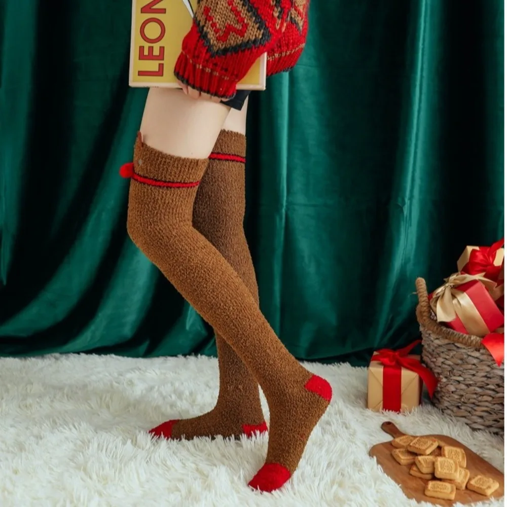 Warm Coral Fleece Winter Knee High Socks for Women