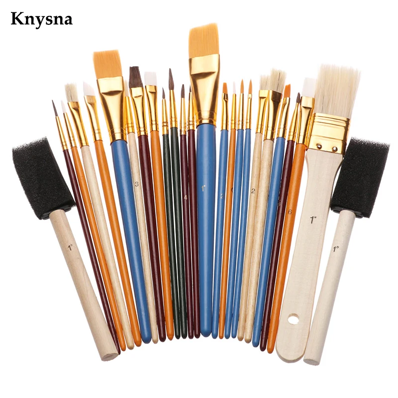 Knysna 25Pcs/Set Multifunctional Fine Hand Paint Brush Nylon Painting Brush Oil Acrylic Brush Watercolor Pen Art Supplies