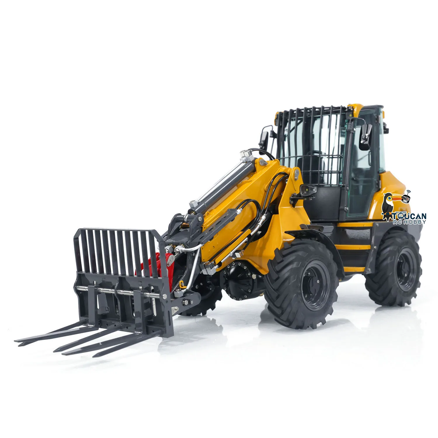 US Stock 1/14 LESU AT1050 RC Hydraulic Loader Metal Telescopic Arm Fork Loader ST8 Painted Assembled Car Toy Model Gifts 2