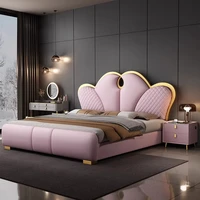 Lit de chambre nordique avec support de pieds, rangement, 180x200cm, lit king size, chevets rembourrés, accessoires de maison 4