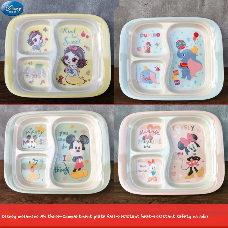 

Новинка, милая детская посуда Disney из меламиновой смолы, миска с защитой от ожогов, милая домашняя детская тарелка, детский сад, три искусственных подарка