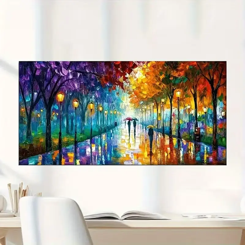 1pc Modern Abstract Frameless Canvas Wall Art - Autumn Street Scene Poster Suitable for Living Room, Office, Cafe - Fashionable - Image 3